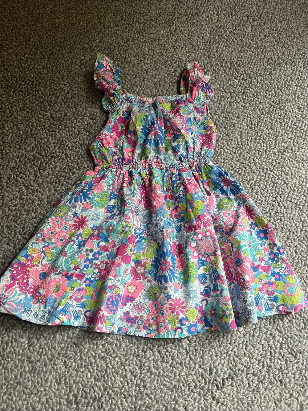 JACADI Liberty Girls Floral Sundress - Pink & Blue Flower Print